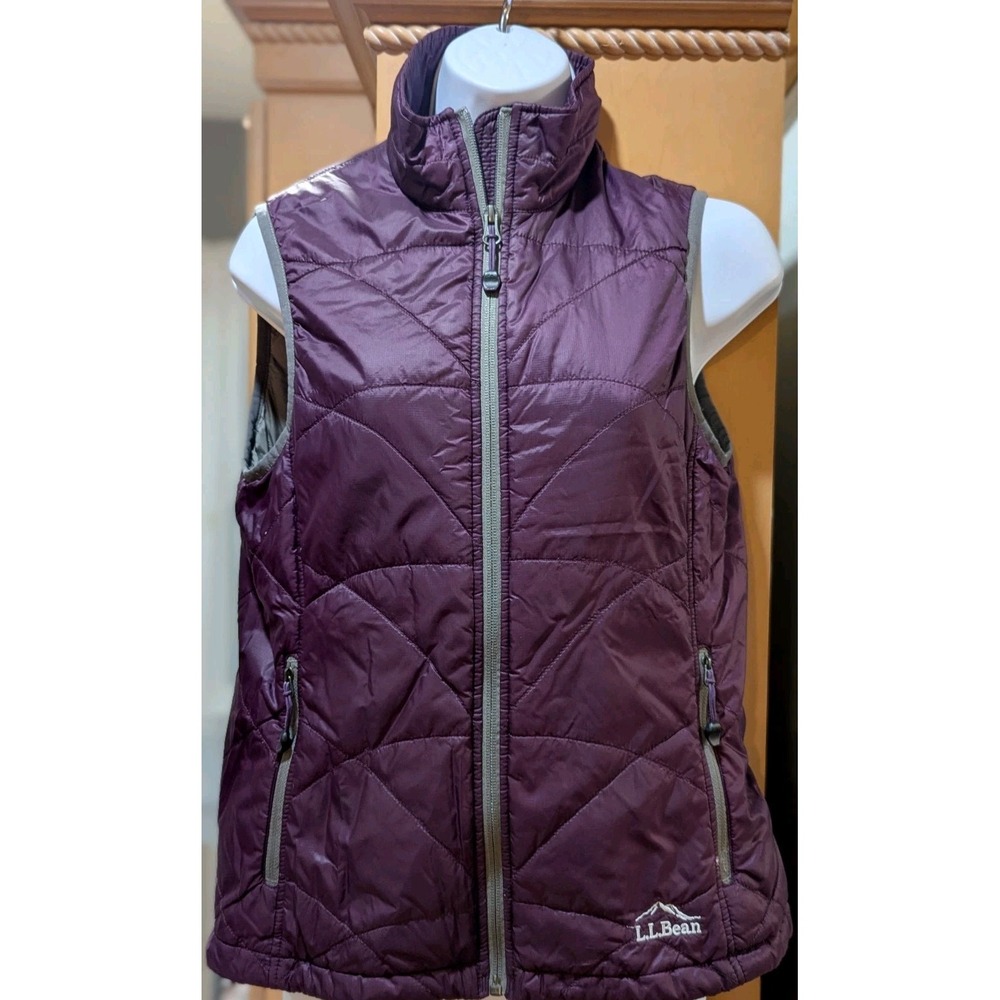 LL Bean Women's XS Primaloft Packaway Quilted Purple Full Zip Vest Lightweight